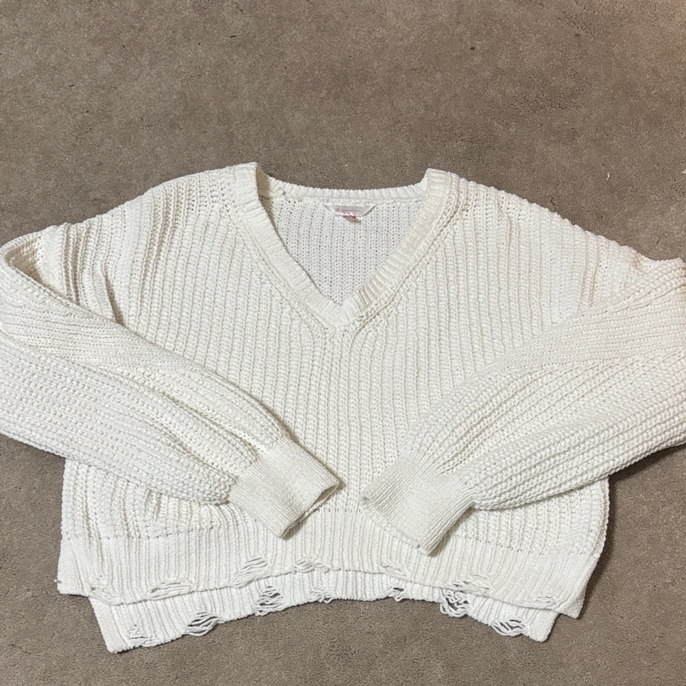 No Boundaries Cream V-Neck Sweater
